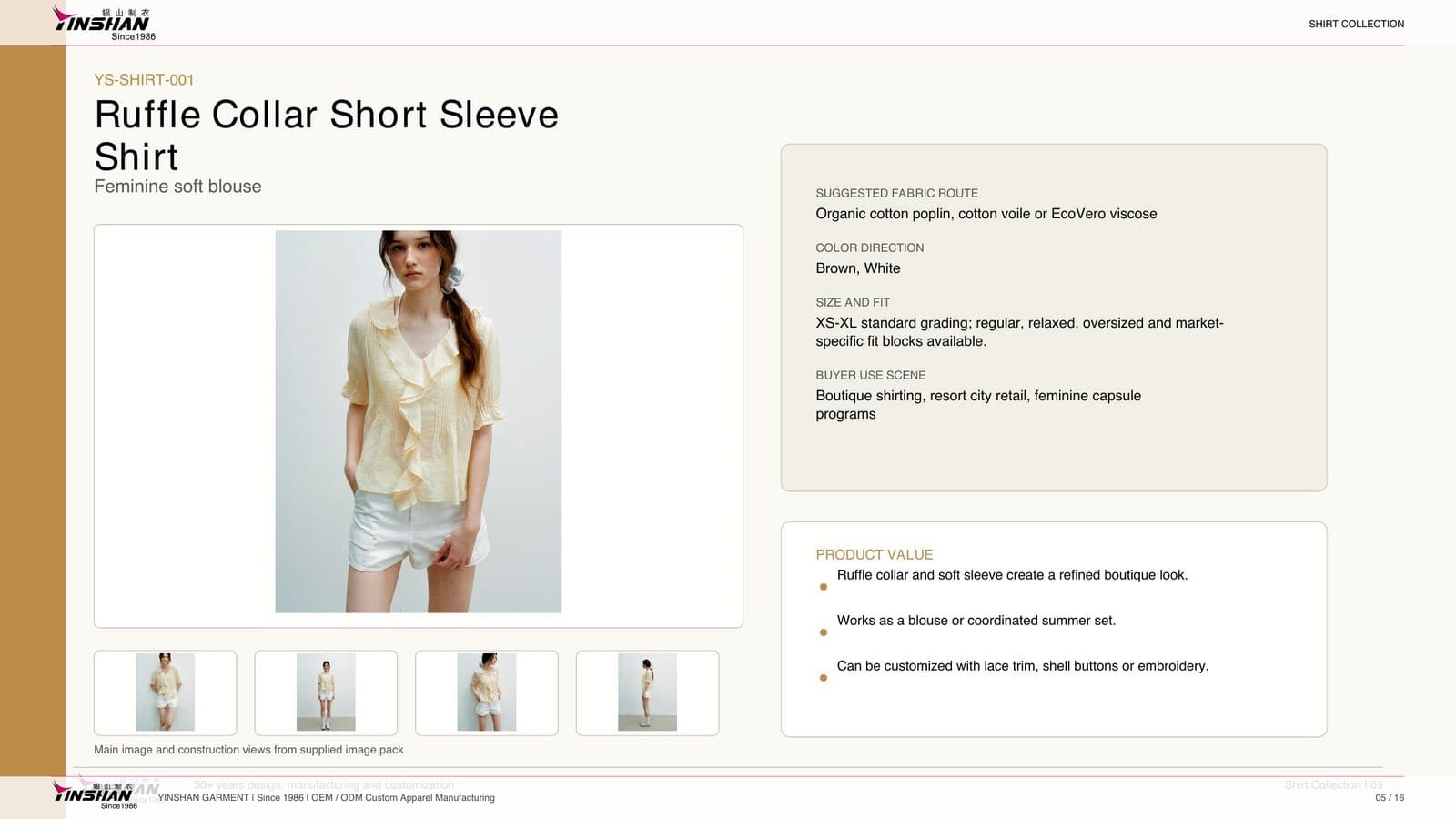Ruffle Collar Short Sleeve Shirt main development reference