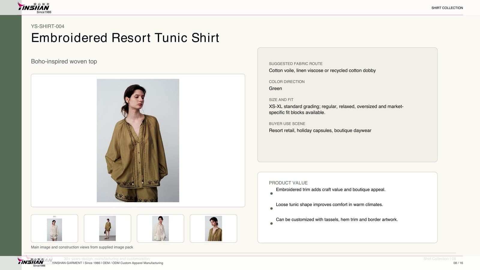 Embroidered Resort Tunic Shirt main development reference