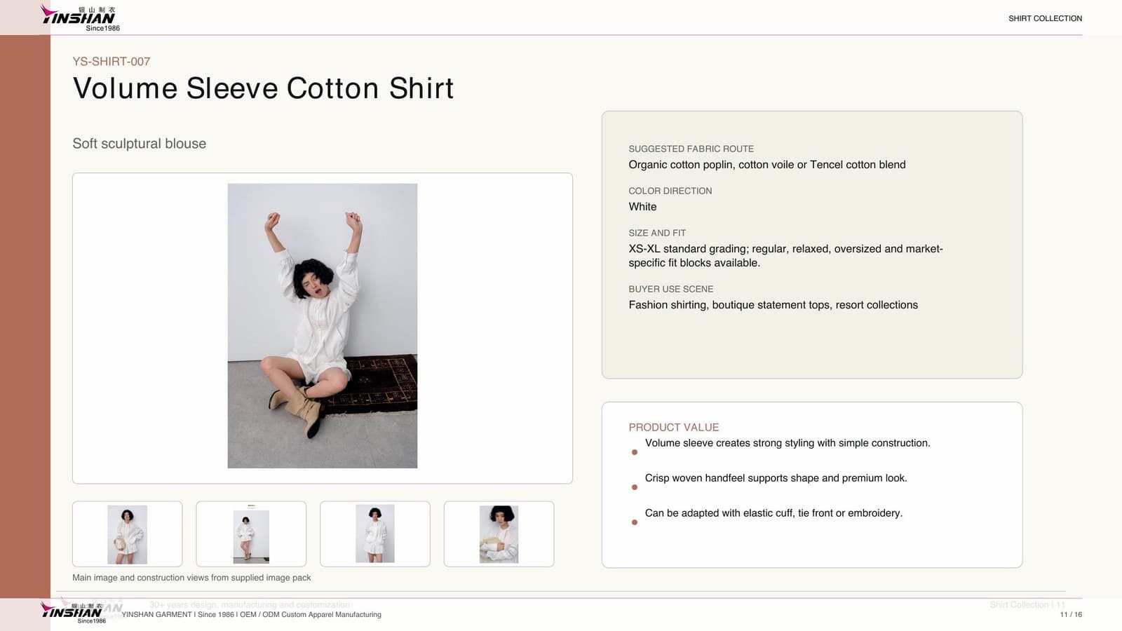 Volume Sleeve Cotton Shirt main development reference