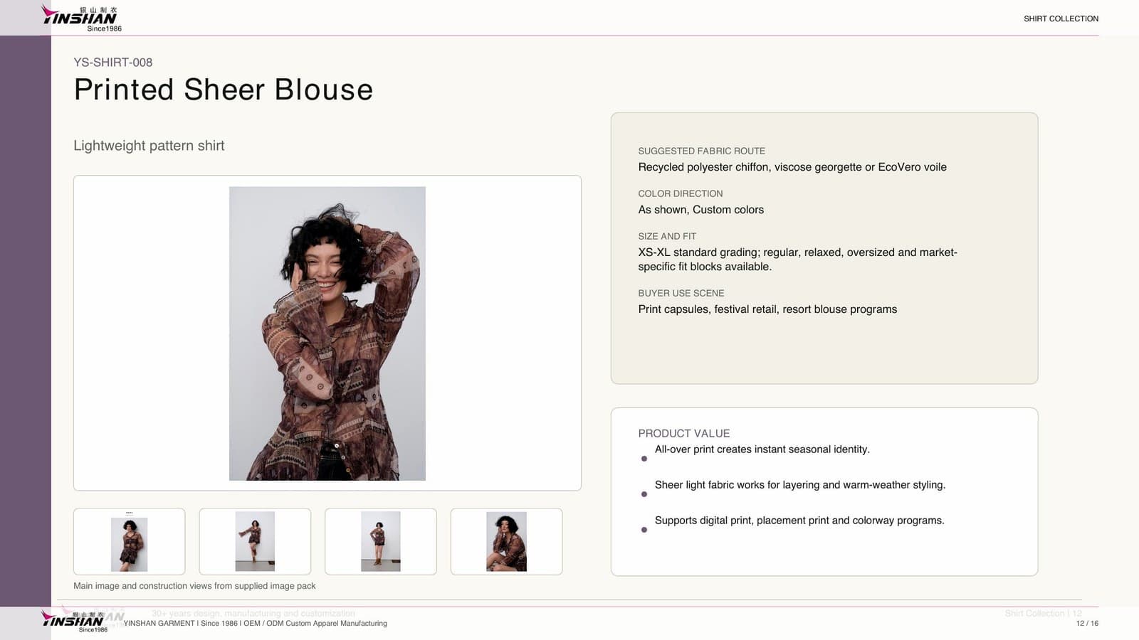 Printed Sheer Blouse main development reference