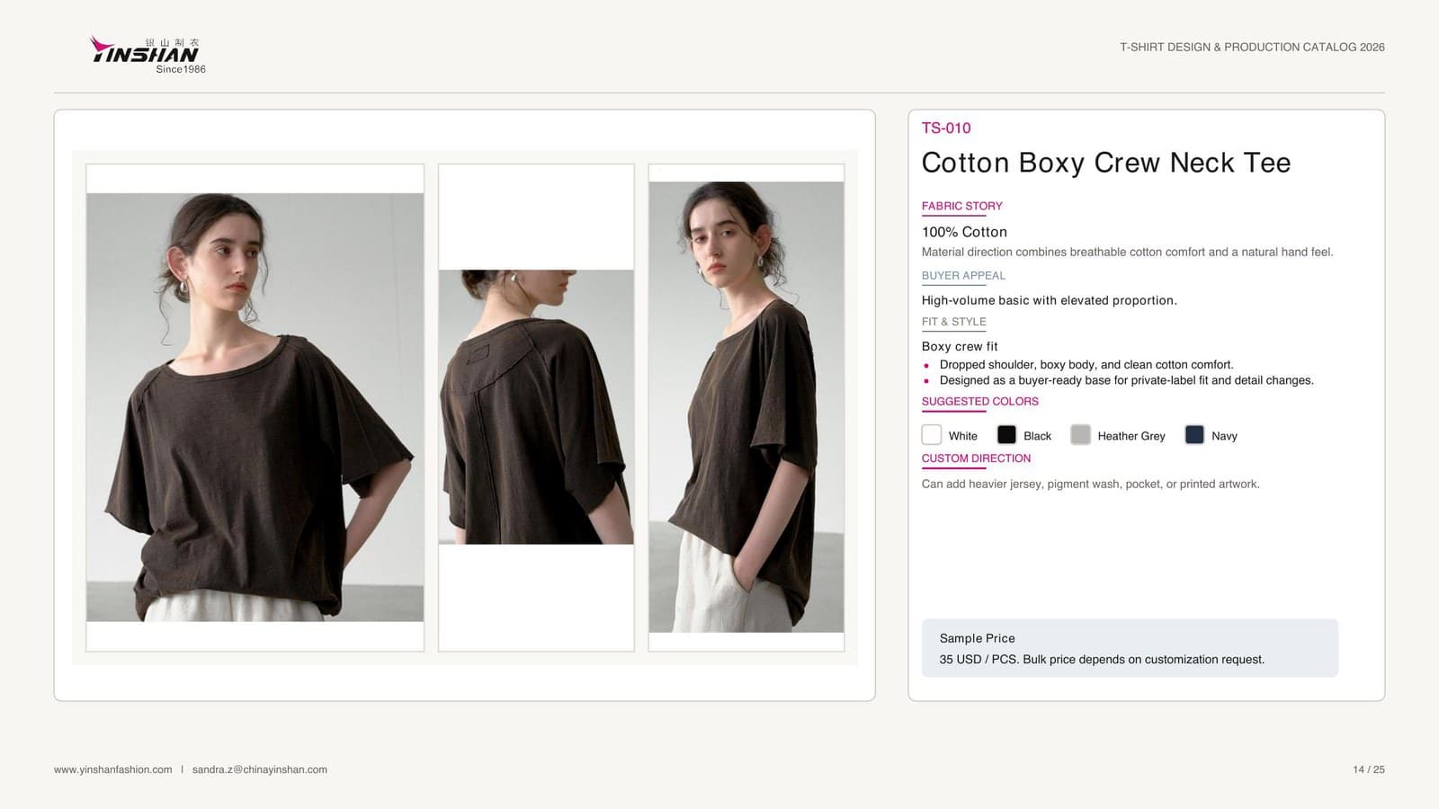 Cotton Boxy Crew Neck Tee main development reference
