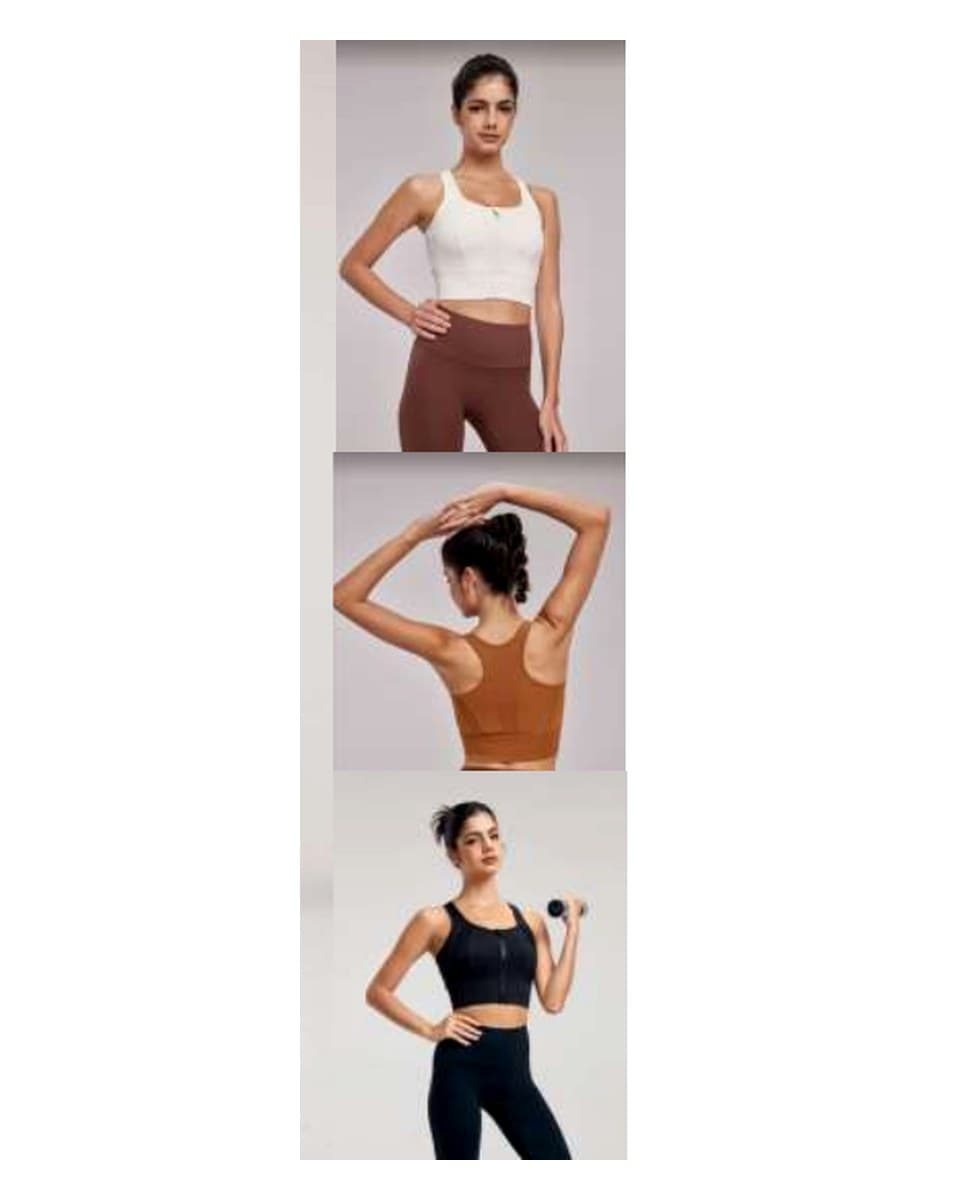 Custom Yoga Sports Bra DWB115058 wearing and construction view 1