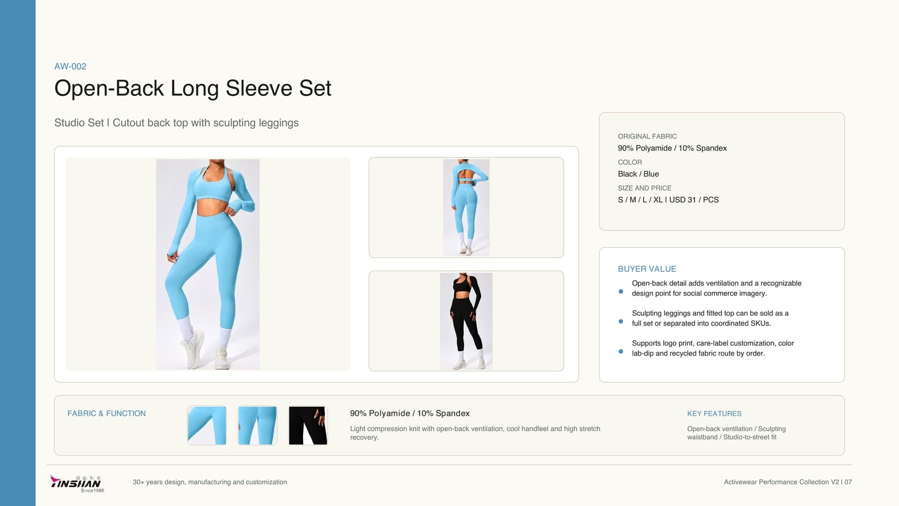 Open-Back Long Sleeve Set wearing and construction view 1