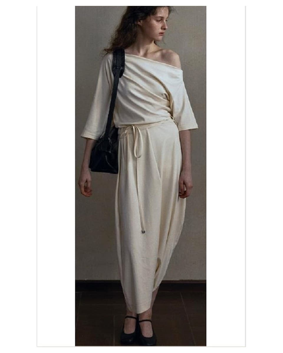 Cotton Stretch Draped Midi Dress product photo from Yinshan Fashion Dress Collection 2026