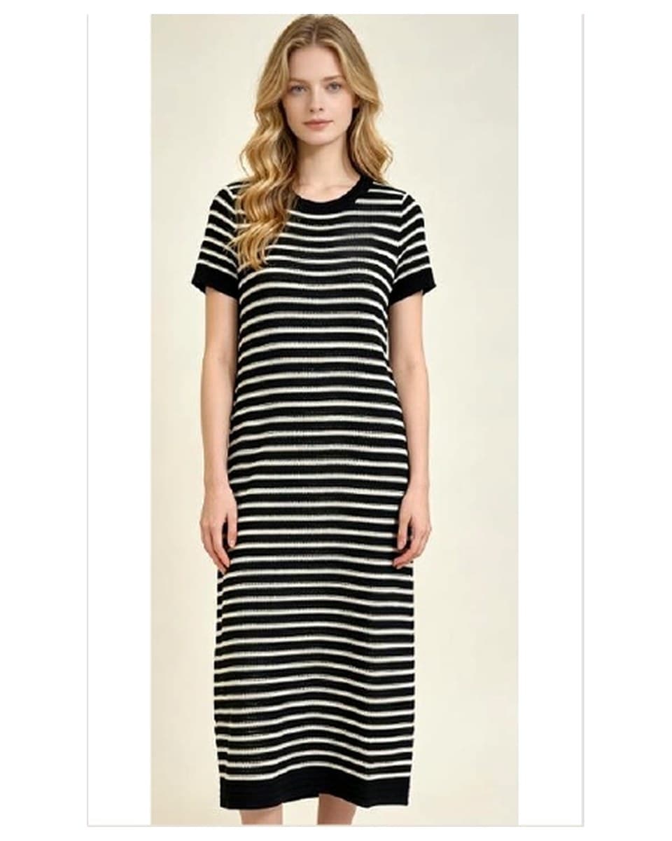 Rayon Stripe Maxi T-Shirt Dress product photo from Yinshan Fashion Dress Collection 2026