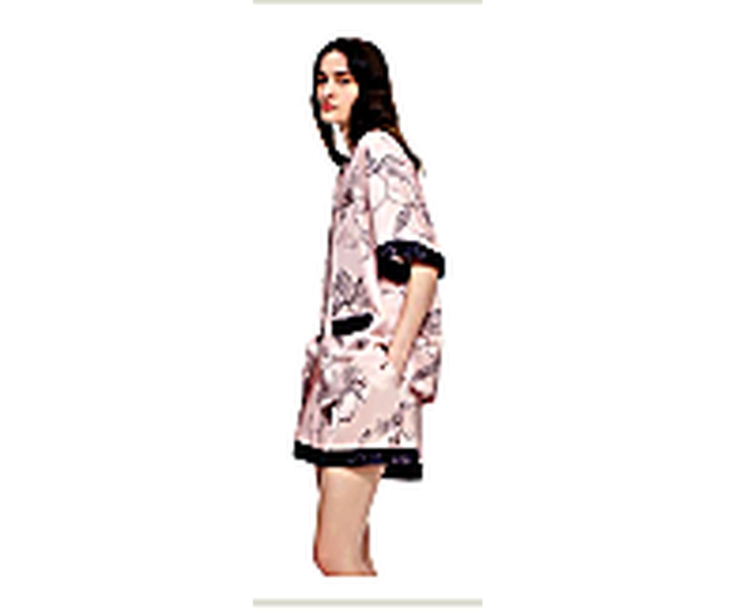 Rose Print Short Pajama Set wearing and construction view 1