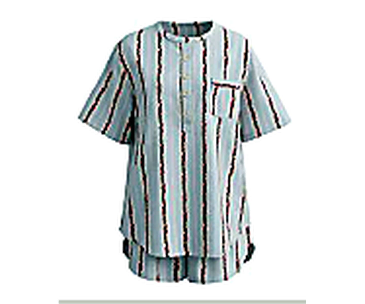 Cotton Stripe Short Set wearing and construction view 3