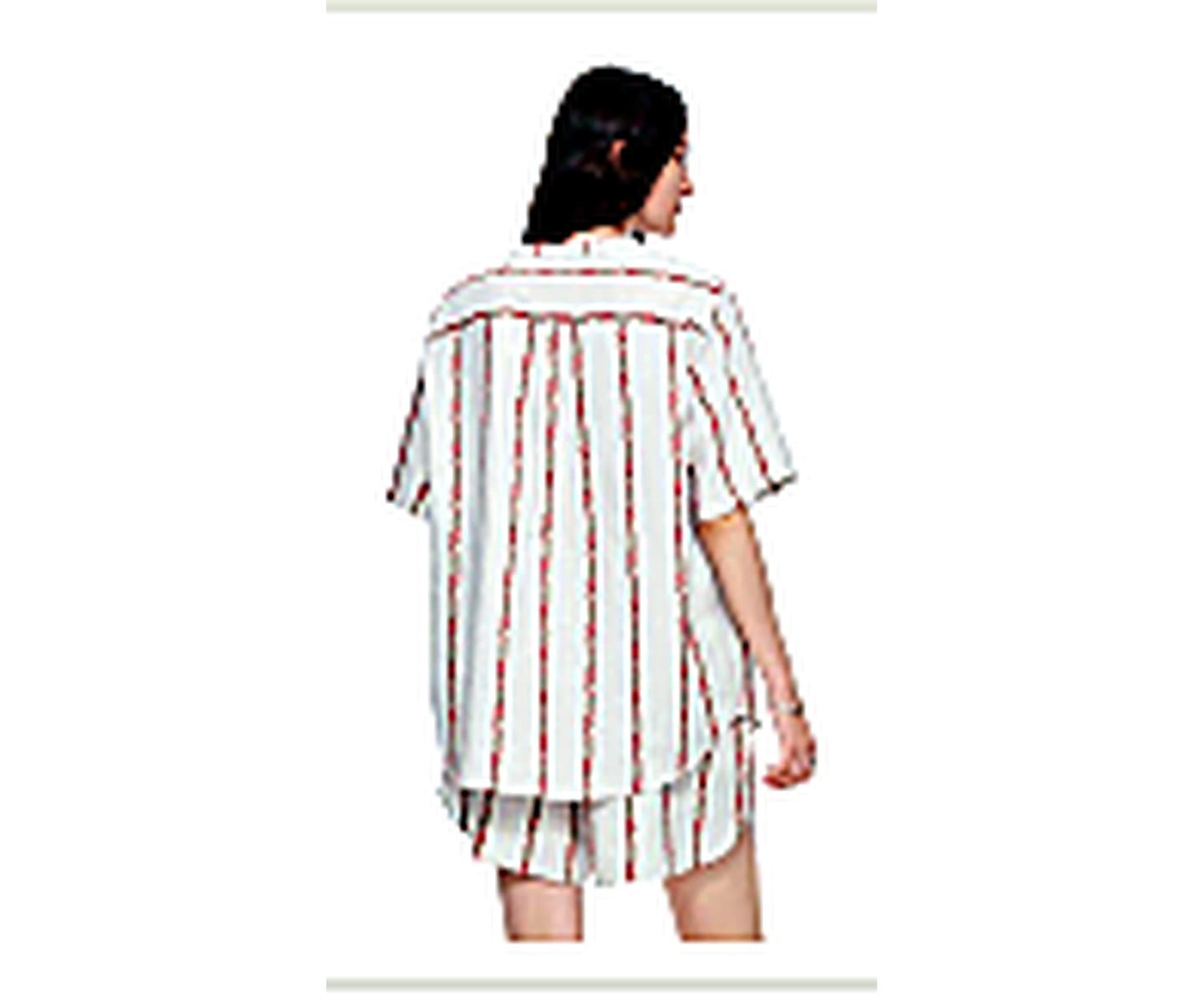 Cotton Stripe Short Set wearing and construction view 2