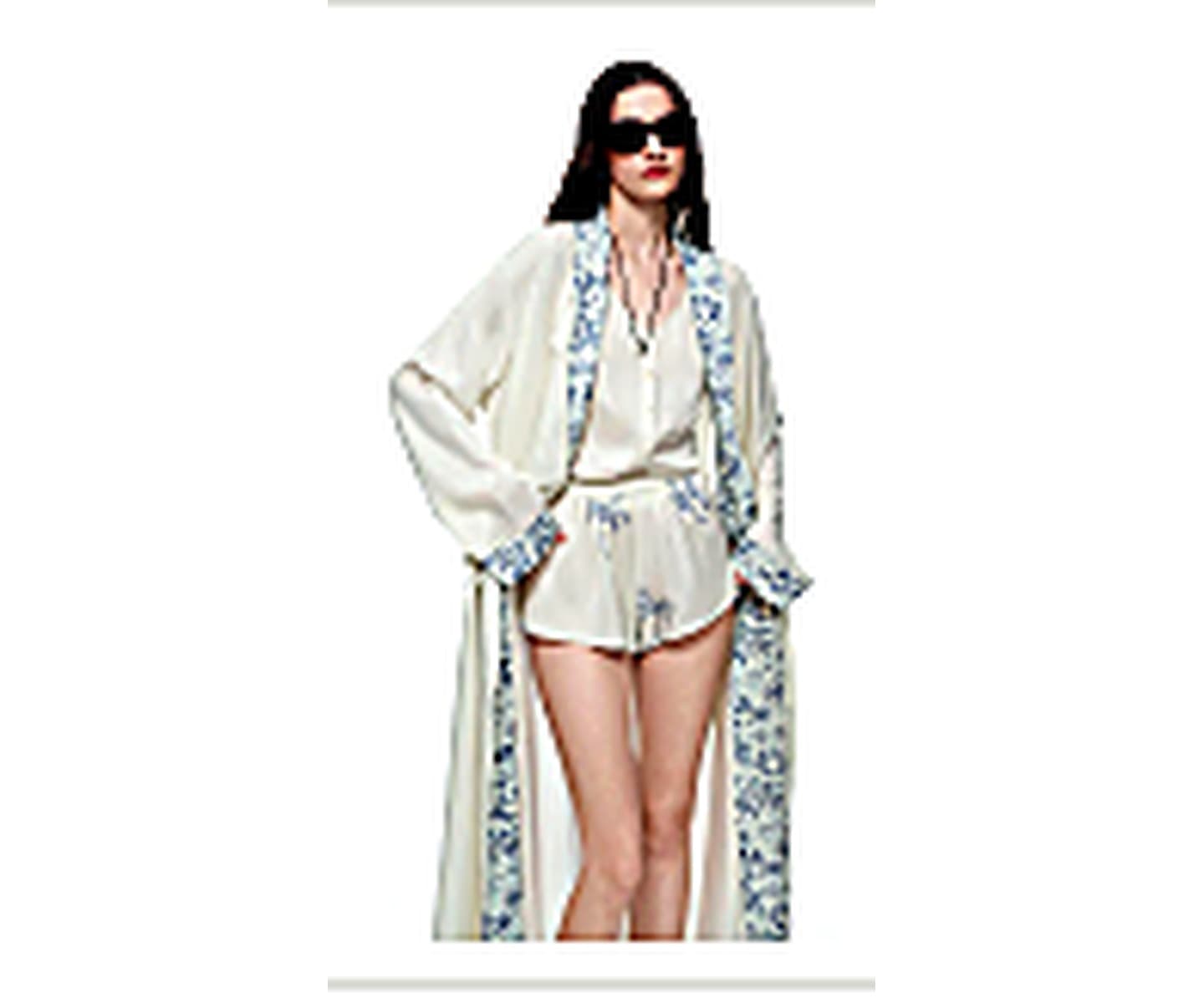 Soft Robe & Cami Lounge Set wearing and construction view 1