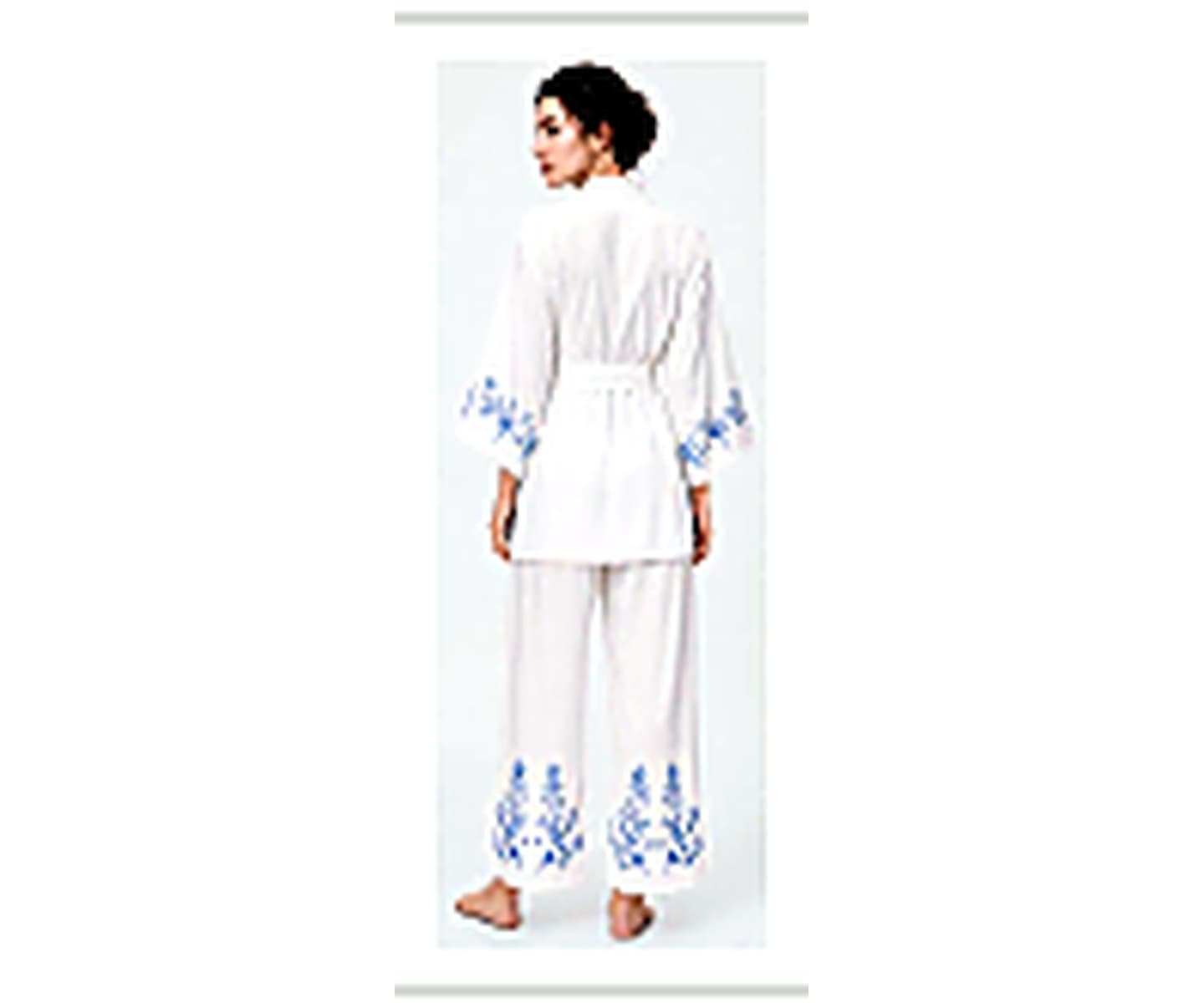 Floral Border Robe Set wearing and construction view 2