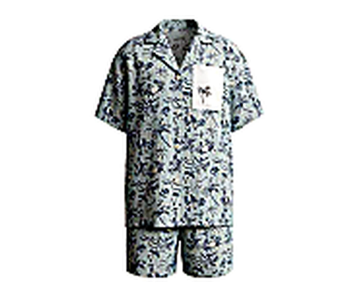 Blue Printed Short Pajama Set wearing and construction view 3