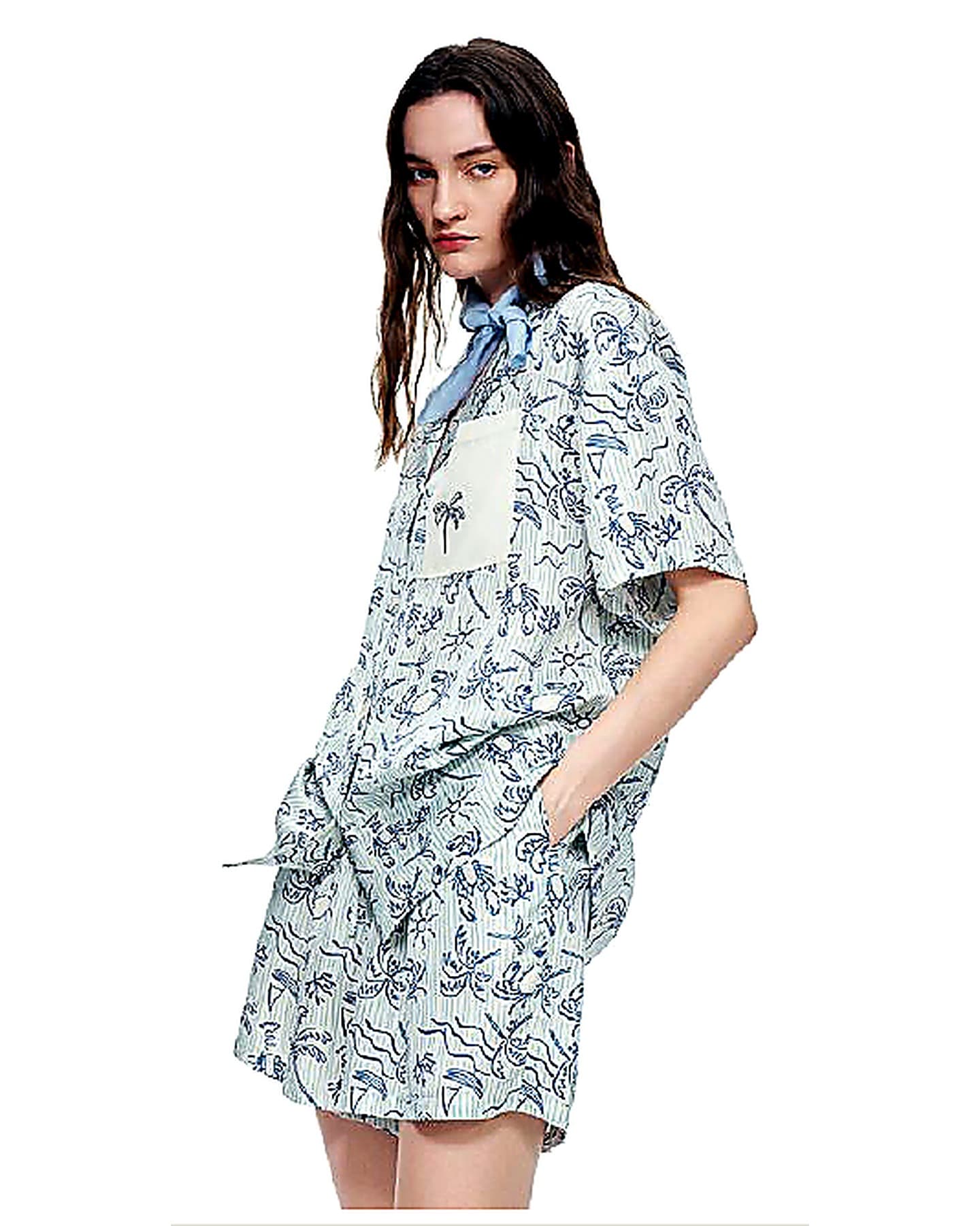 Blue Printed Short Pajama Set pajamas and loungewear B2B development reference image