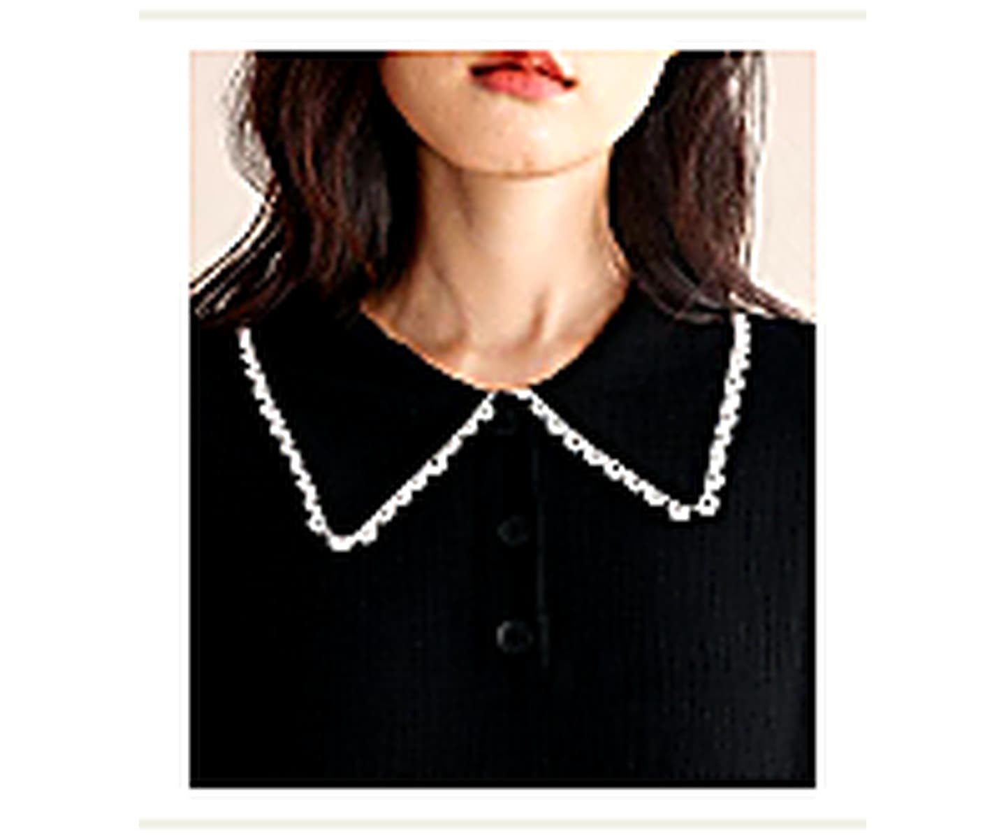 Contrast Collar Lounge Dress wearing and construction view 3