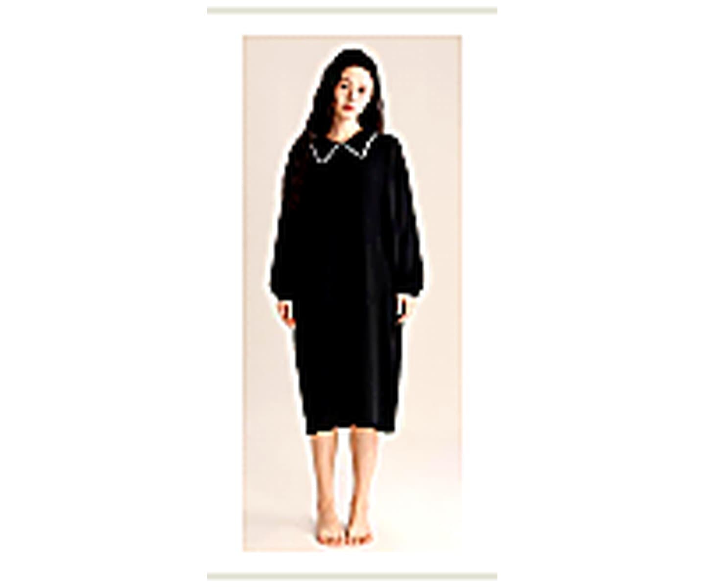 Contrast Collar Lounge Dress wearing and construction view 1
