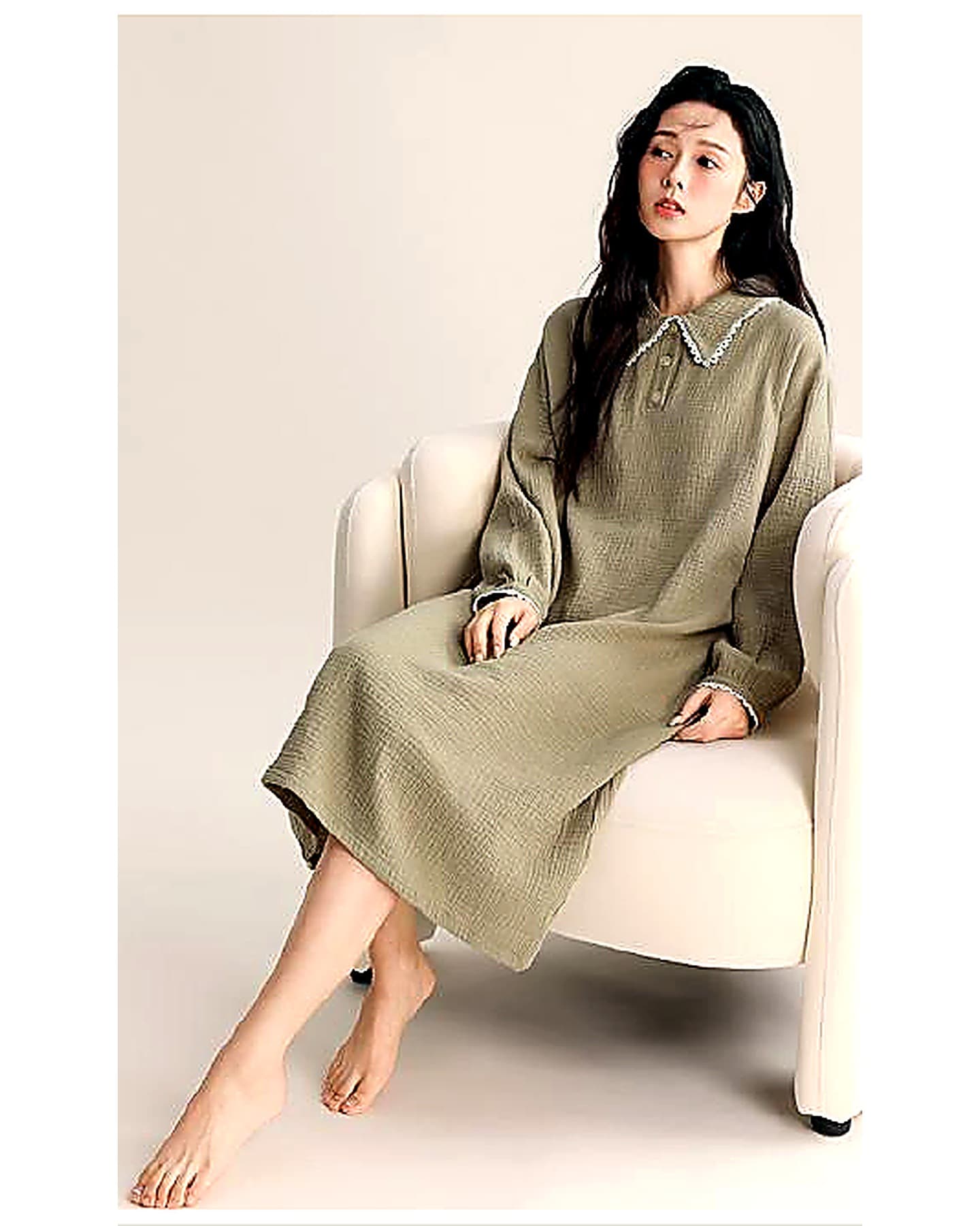 Contrast Collar Lounge Dress pajamas and loungewear B2B development reference image