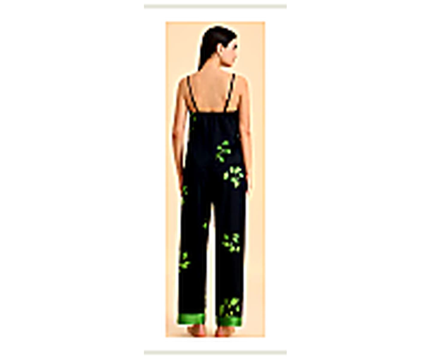 Botanical Lace Trim Pajama Set wearing and construction view 2