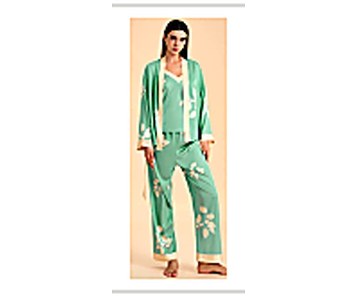 Pastel Floral Pajama Set wearing and construction view 3