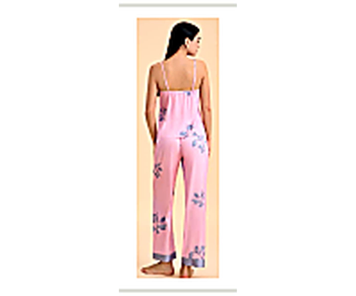 Pastel Floral Pajama Set wearing and construction view 2