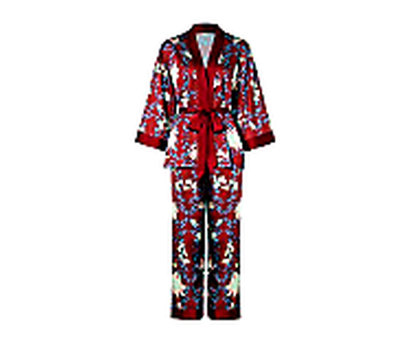 Satin Print Robe Set wearing and construction view 3