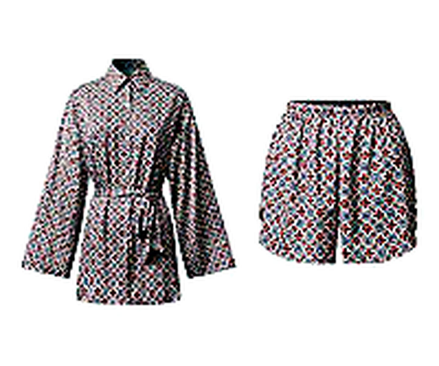 Textured Short Robe Set wearing and construction view 3