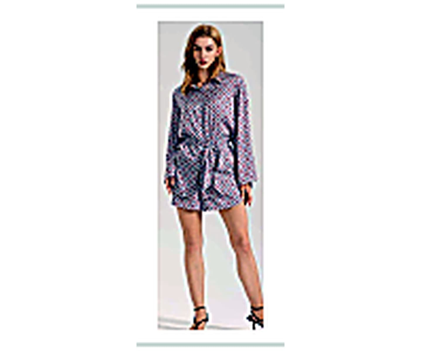 Textured Short Robe Set wearing and construction view 1