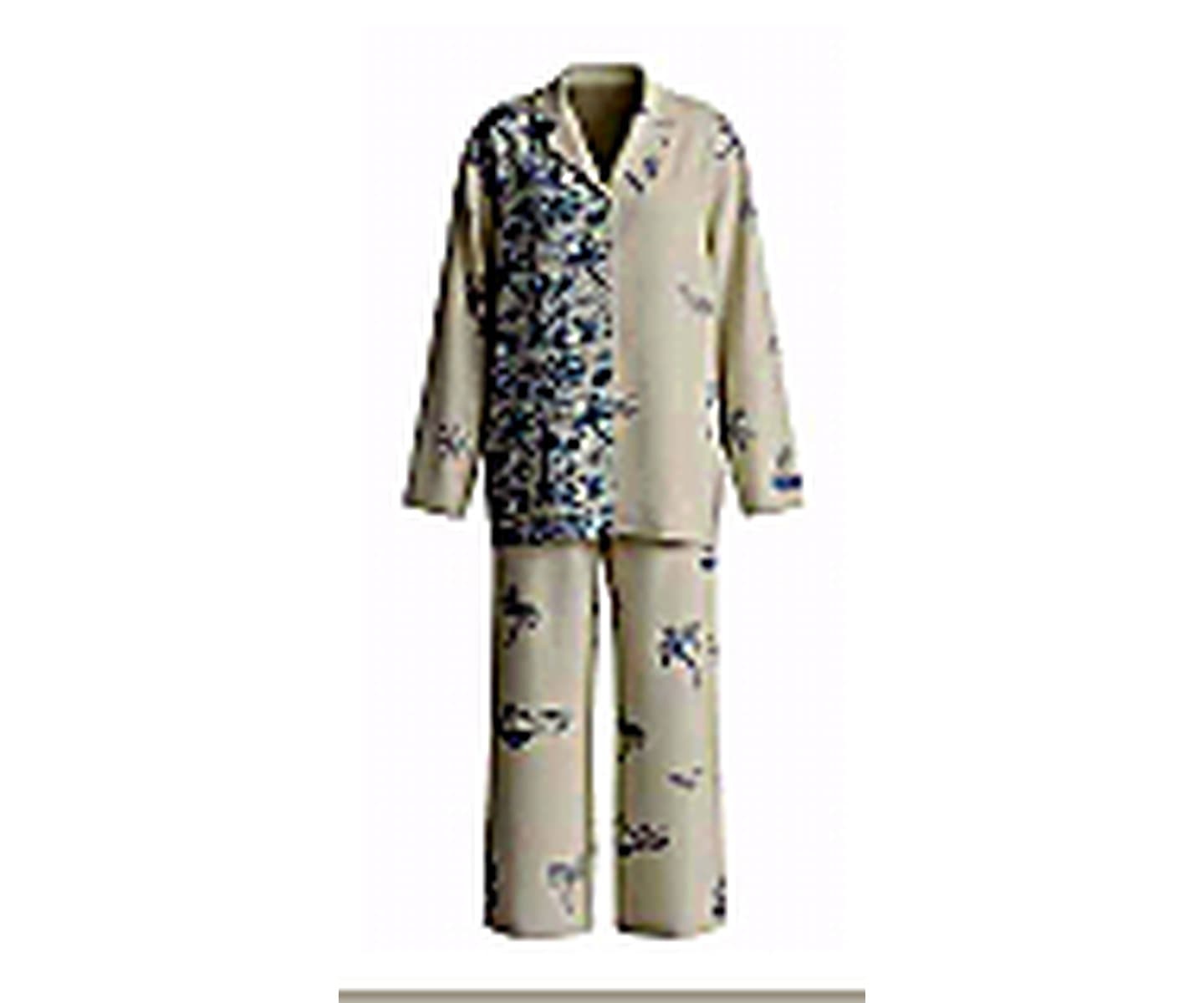 Printed Long Pajama Set wearing and construction view 3