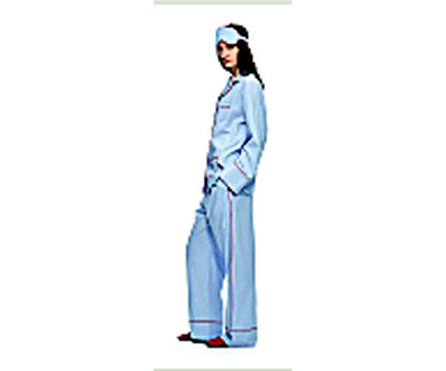 Lyocell Cotton Button Pajama Set wearing and construction view 1