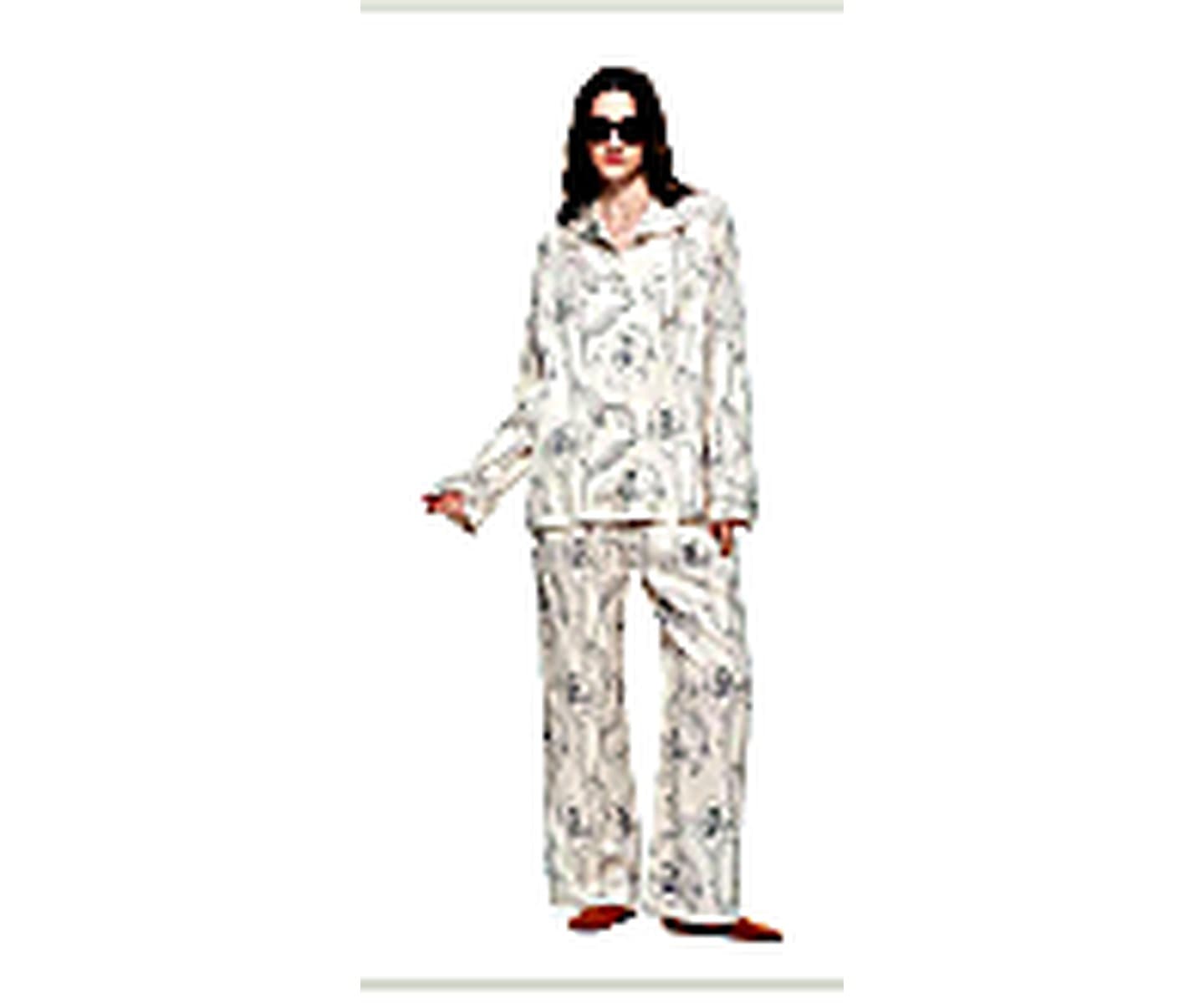 Silk Viscose Printed Pajama Set wearing and construction view 3