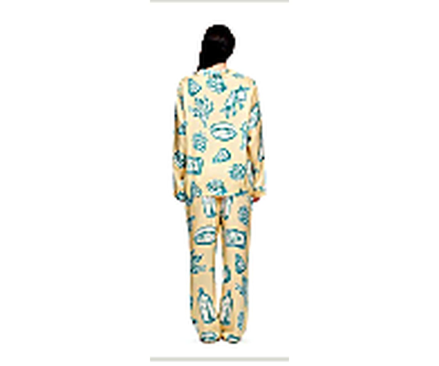 Silk Viscose Printed Pajama Set wearing and construction view 2