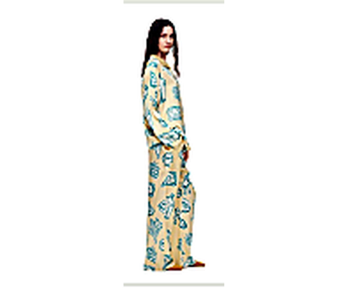 Silk Viscose Printed Pajama Set wearing and construction view 1