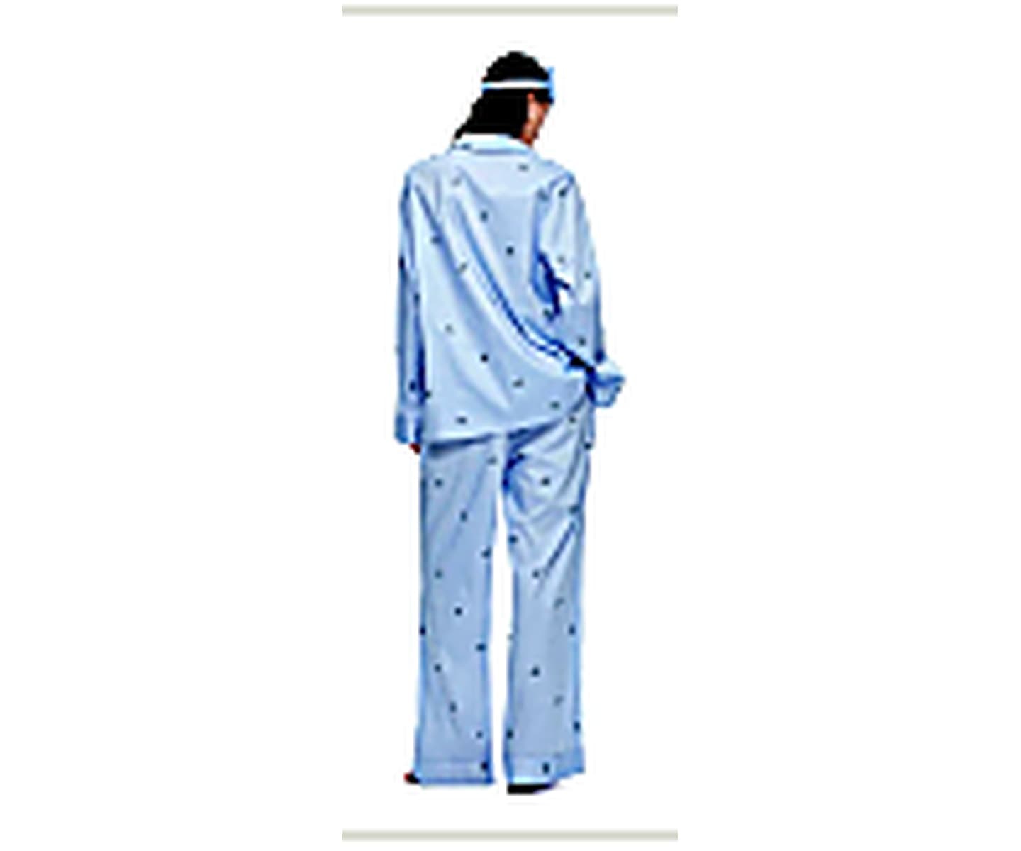 Sky Blue Cotton Pajama Set wearing and construction view 2