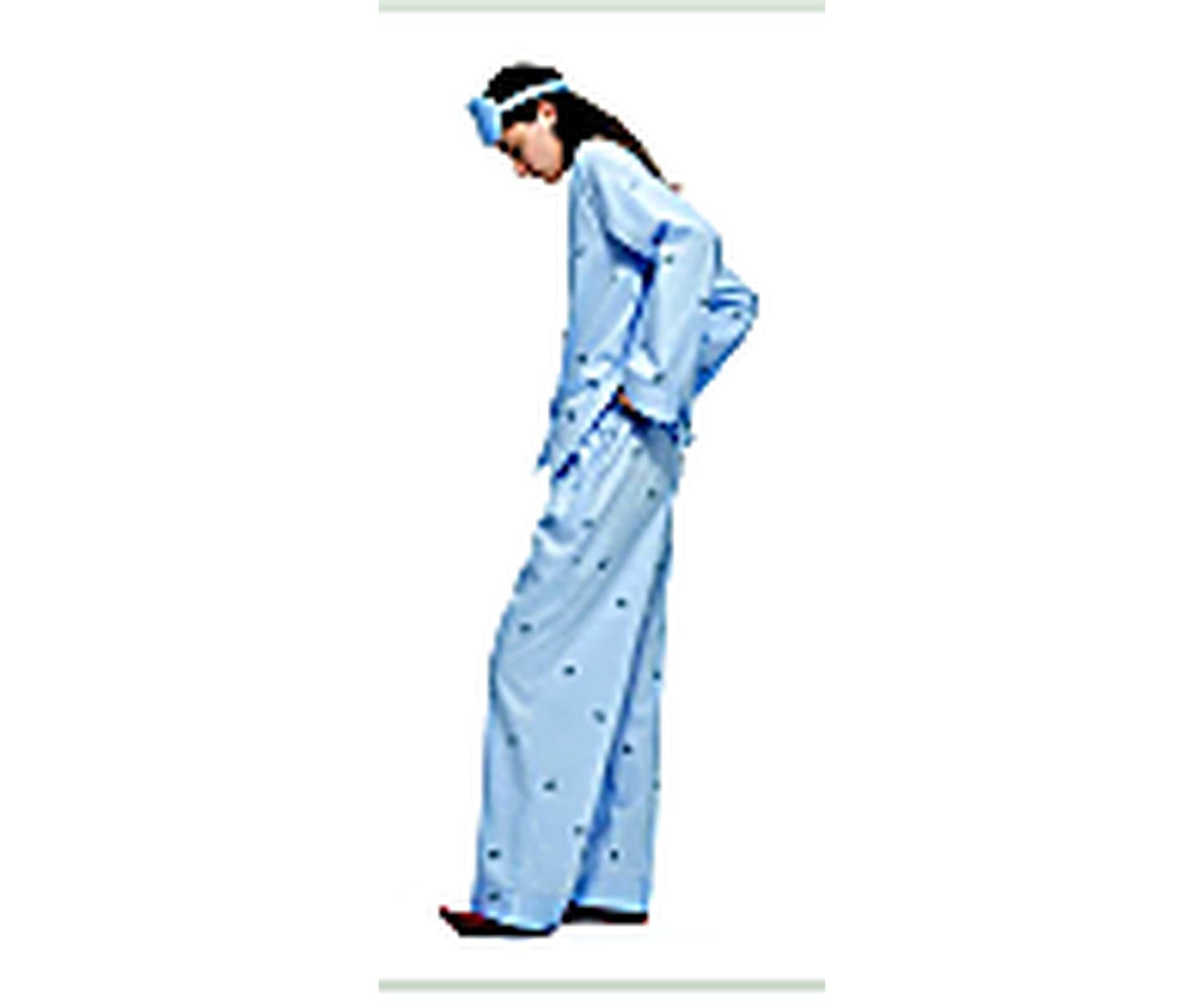 Sky Blue Cotton Pajama Set wearing and construction view 1