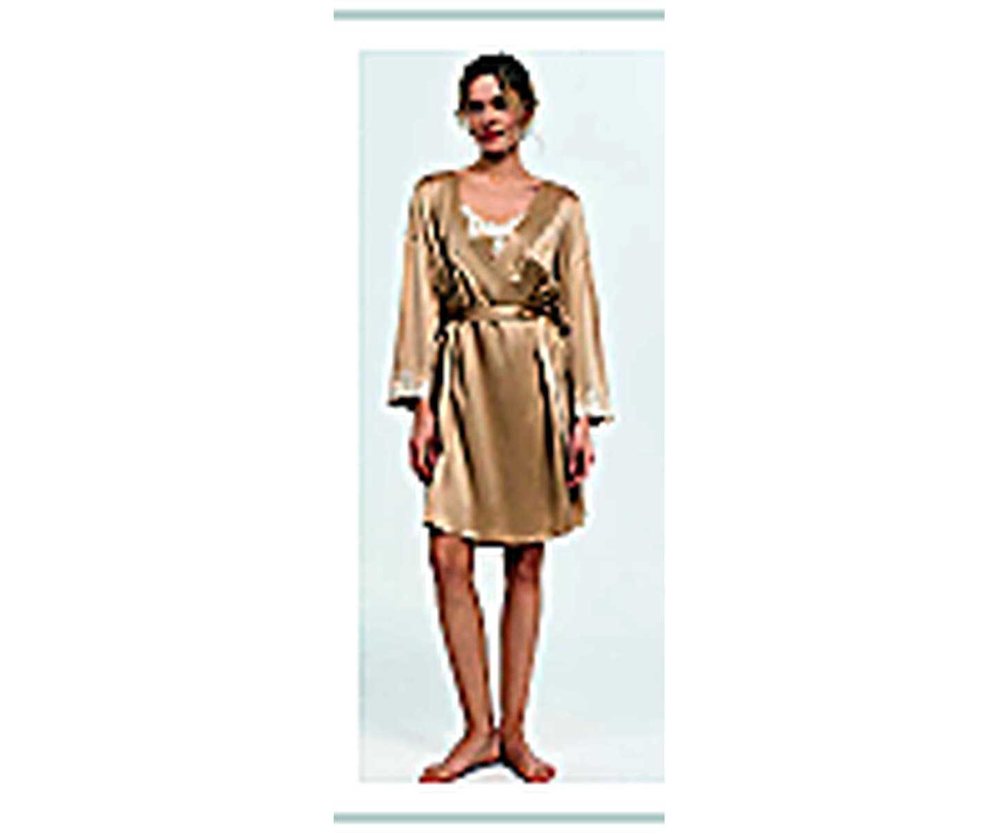 Silk Robe & Nightdress Set wearing and construction view 3