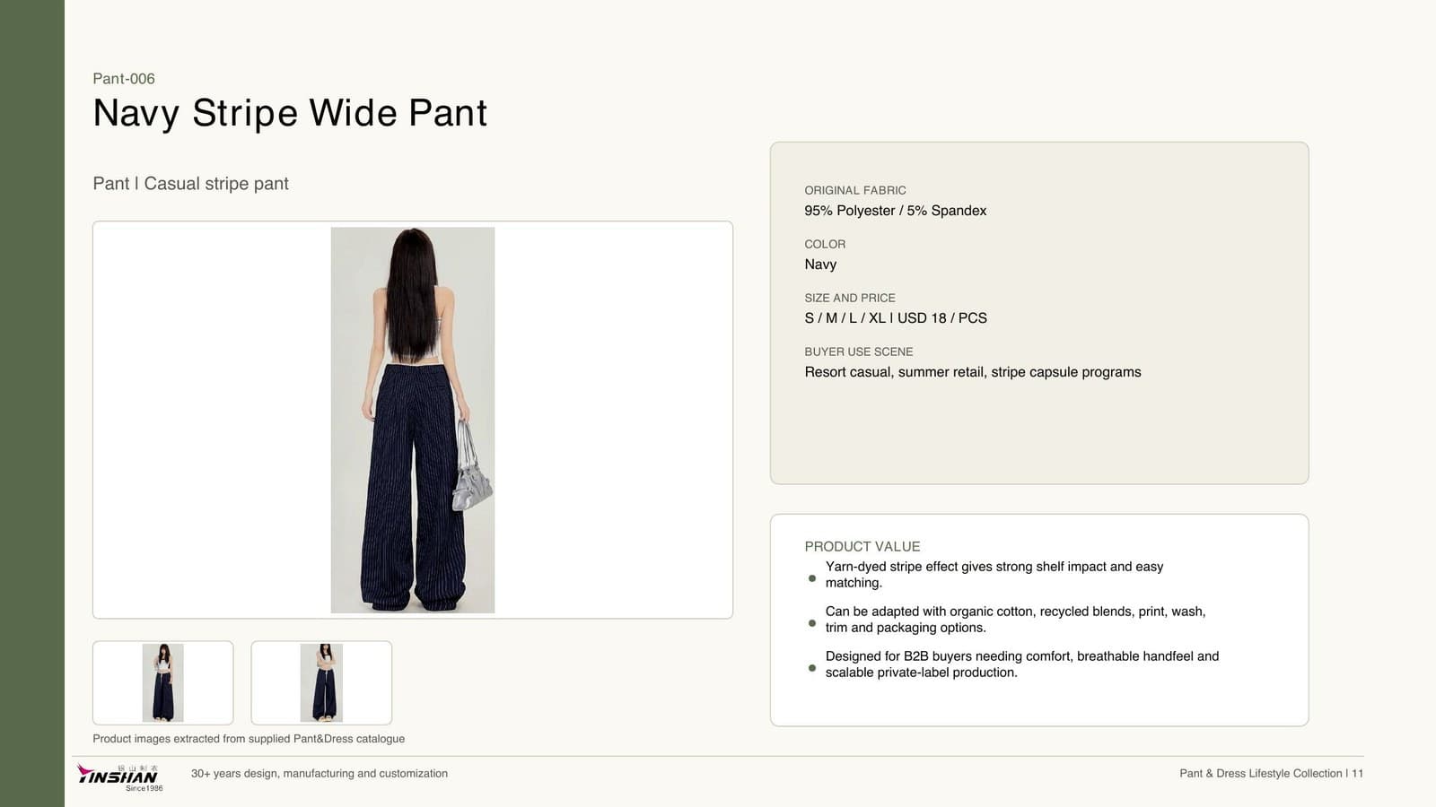Navy Stripe Wide Pant main development reference