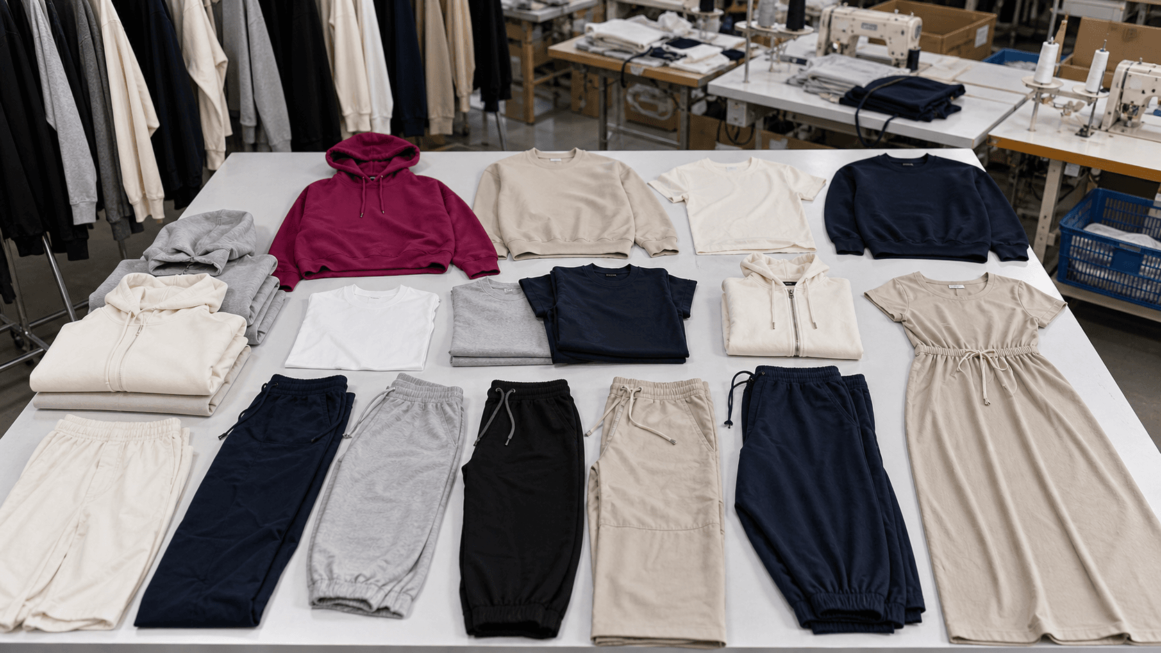 Fashion T-shirt samples prepared for casual apparel production