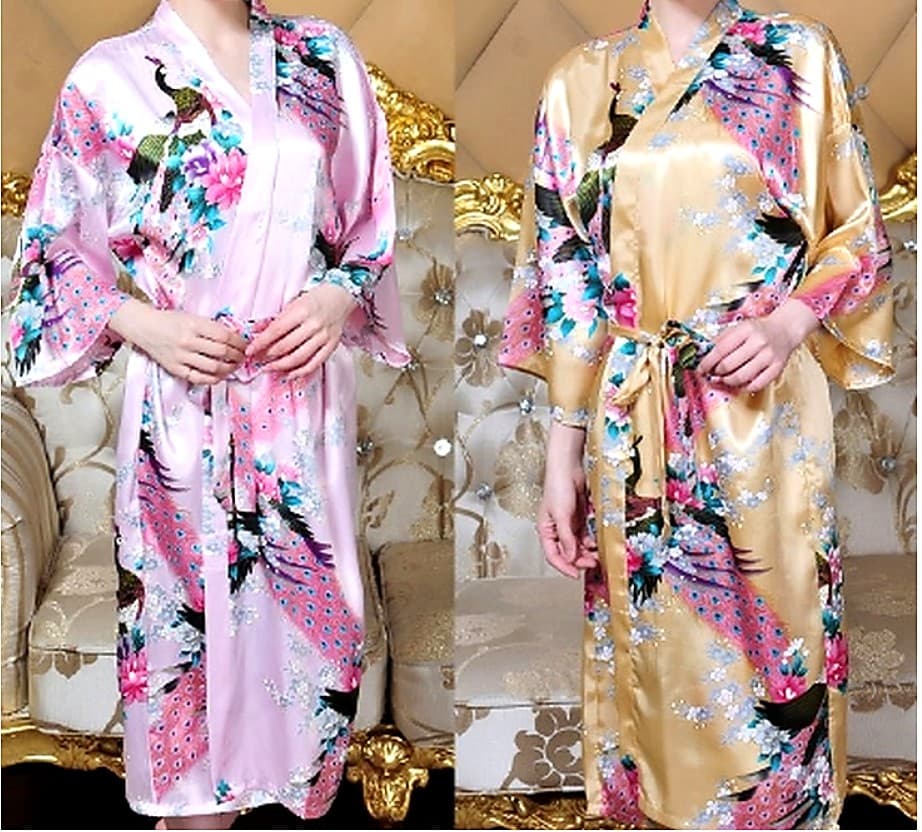 Soft pastel satin wrap robe B2B development reference image