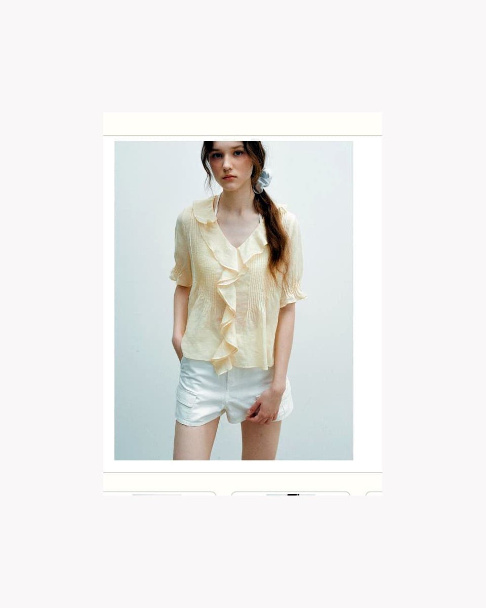 Ruffle Collar Short Sleeve Shirt product reference for custom casual fashion manufacturing