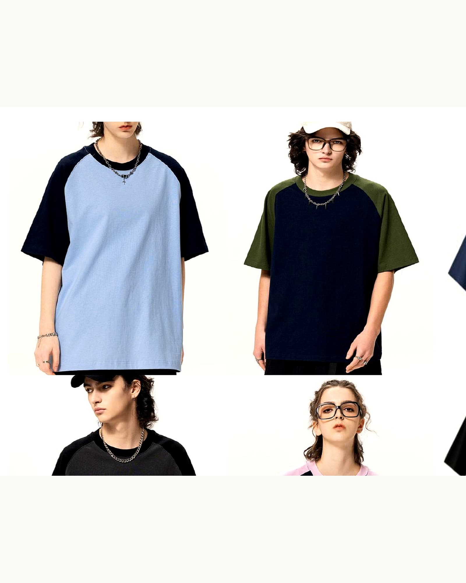 Retro Raglan Color-Block Tee ST-T03 heavy streetwear OEM ODM product reference image
