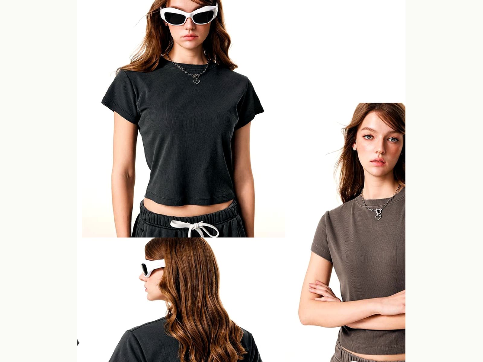 Stretch Baby Tee wearing and construction view 1