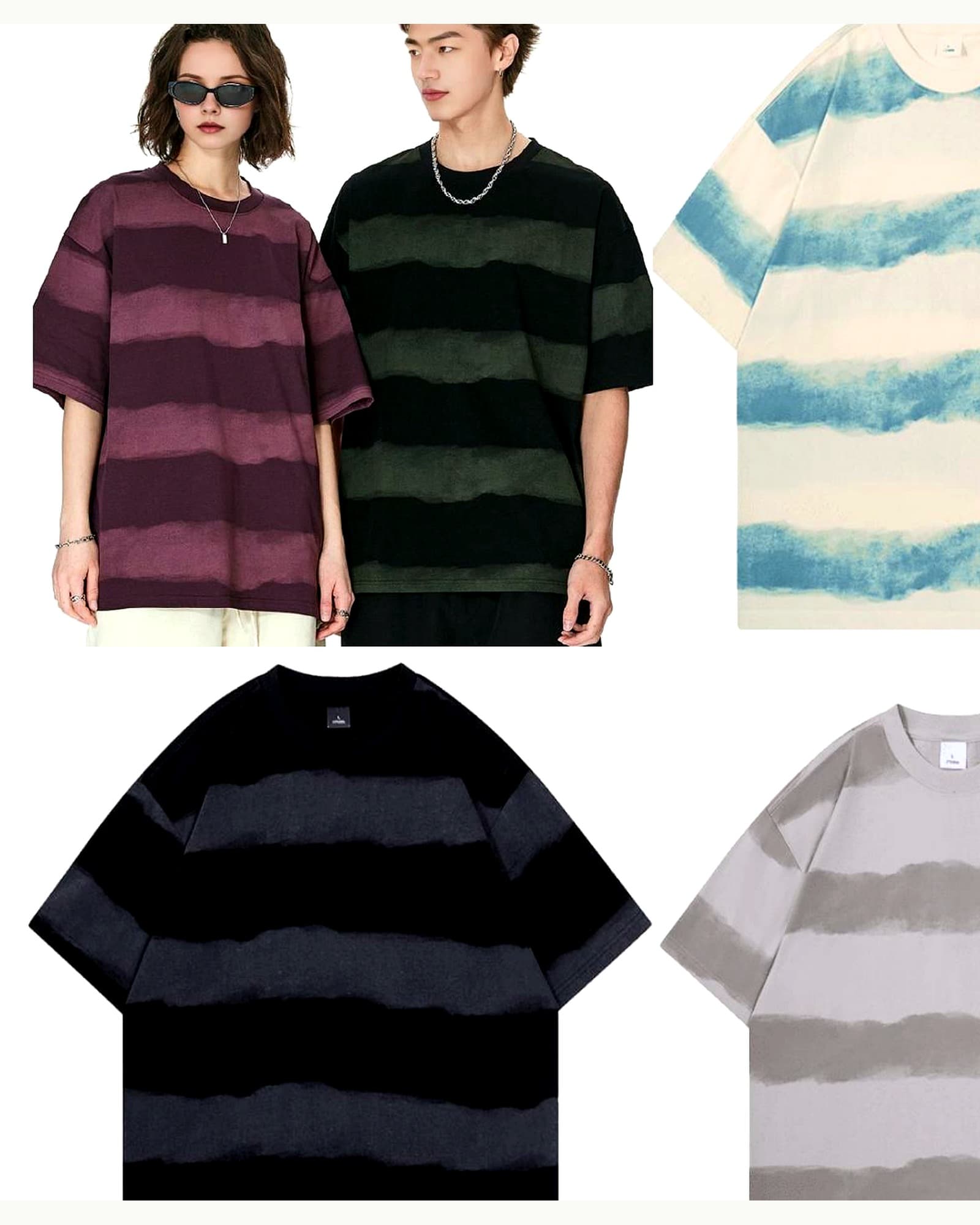 Spray stripe heavy tee sample for graphic streetwear development
