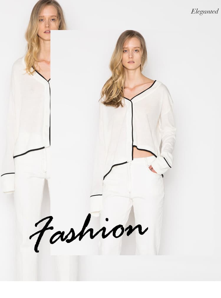 White contrast-piped asymmetric knit cardigan