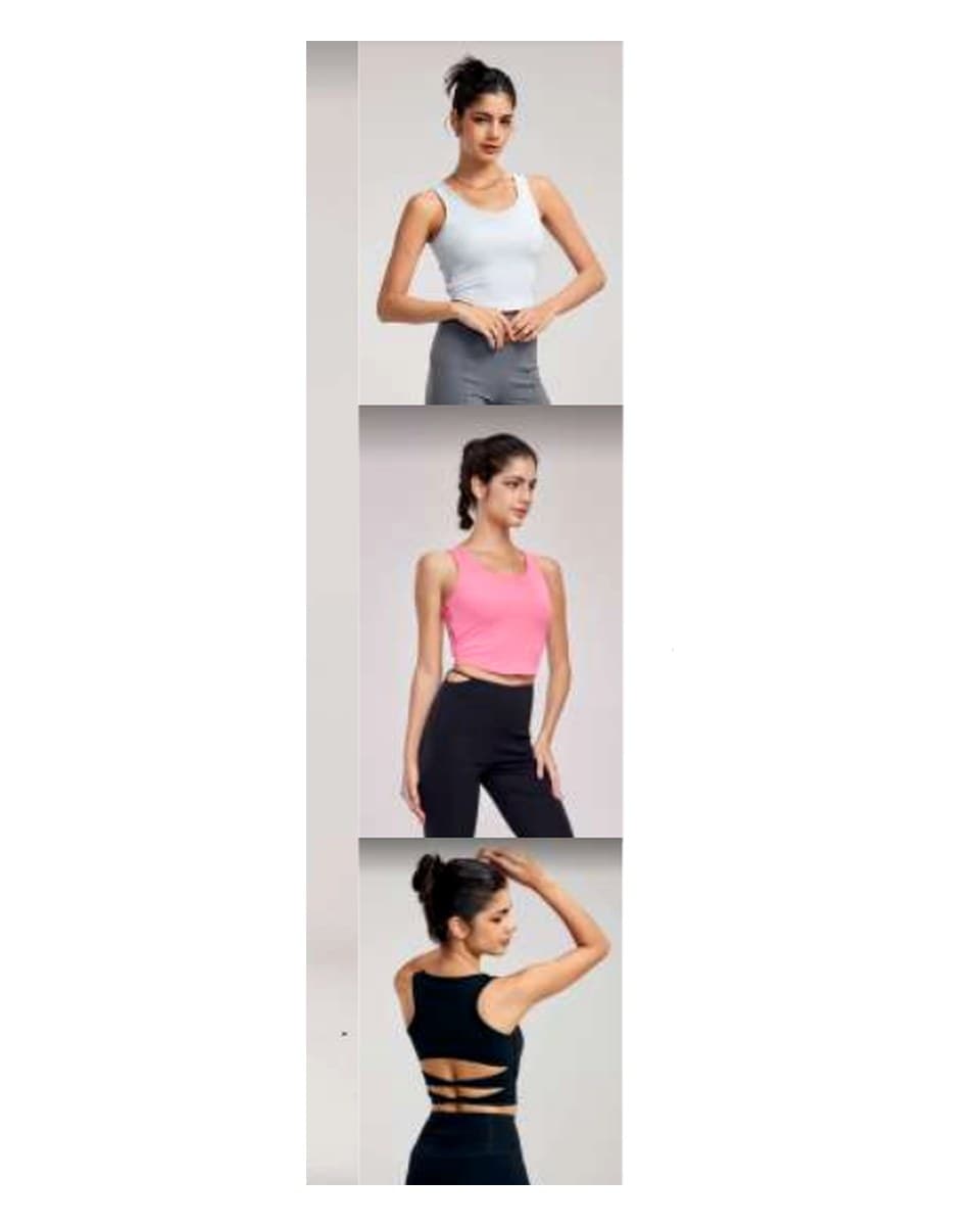 Custom Yoga Sports Bra DWB115042 wearing and construction view 1