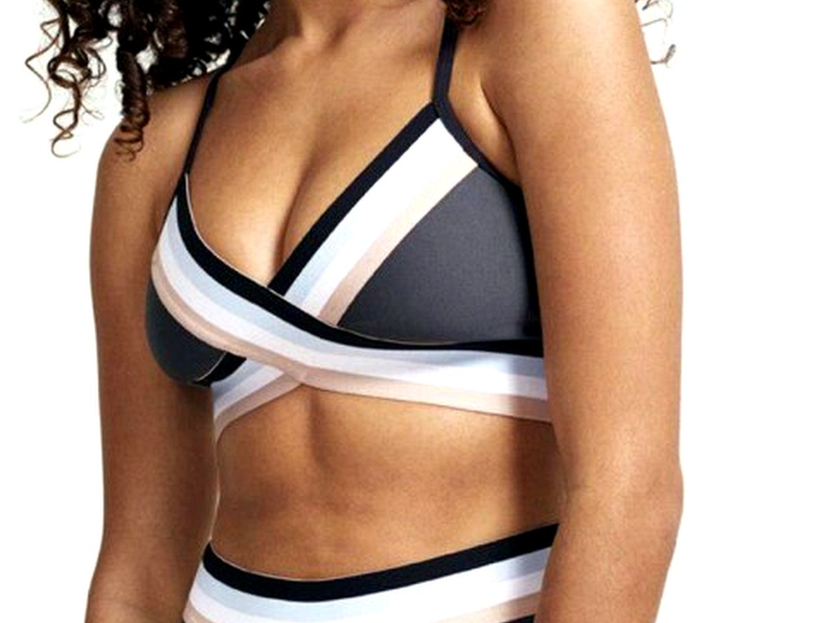 Wrap Band Bra ensemble wearing and construction view 1