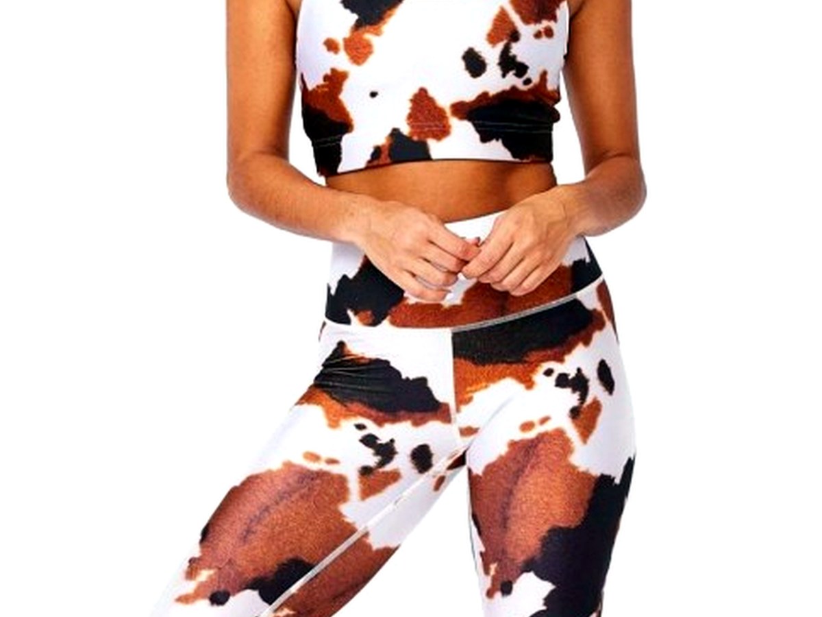 Cow Print Active ensemble wearing and construction view 1