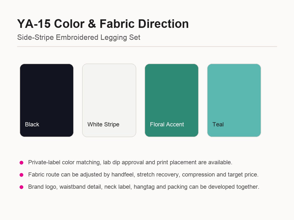 Side-Stripe Embroidered Legging Set fabric development image 2