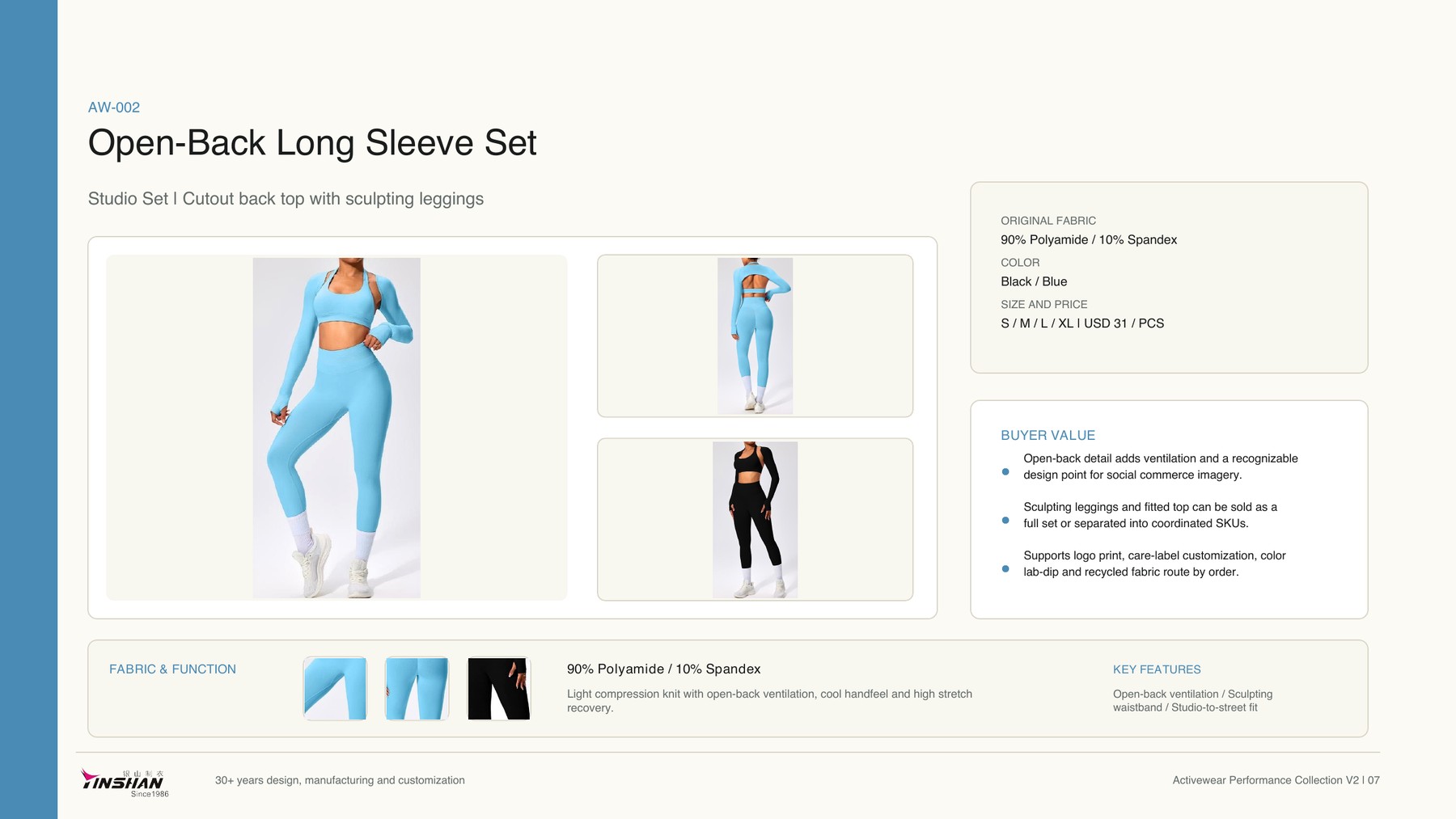 Open-Back Long Sleeve Set wearing and construction view 1