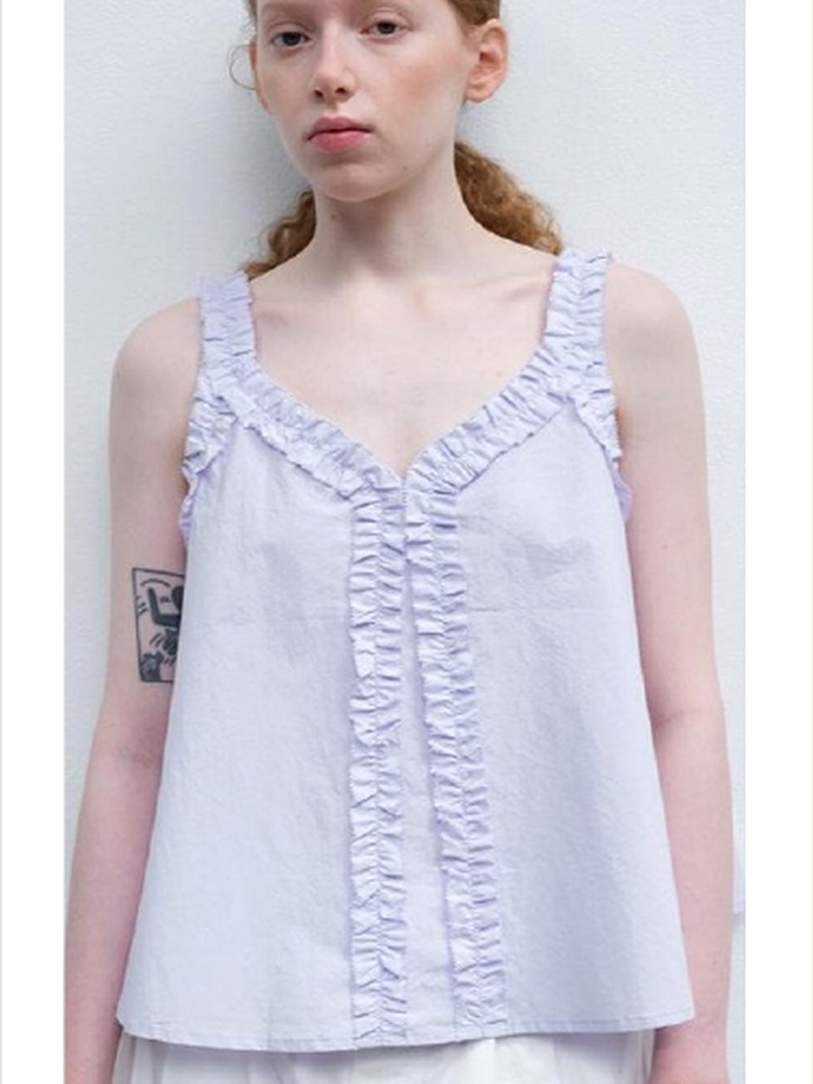 Ruffle Front Cotton Cami product photo from Yinshan Blouse Collection 2026