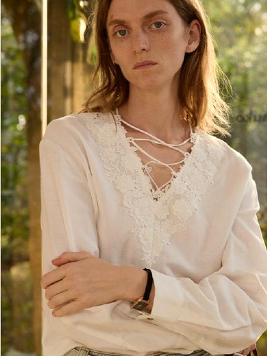Linen Viscose Lace-Up Blouse product photo from Yinshan Blouse Collection 2026