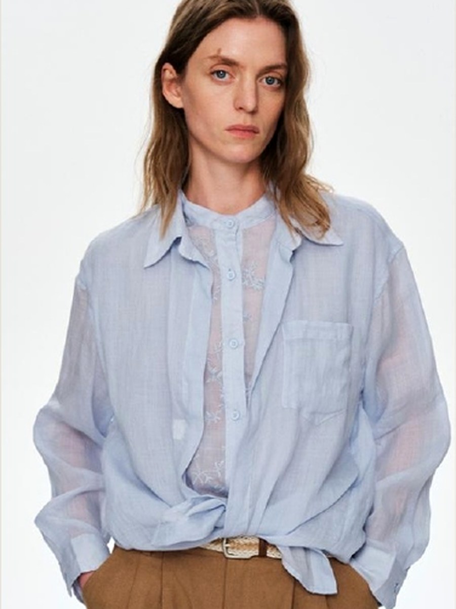 Relaxed Linen Tie-Neck Shirt product photo from Yinshan Blouse Collection 2026