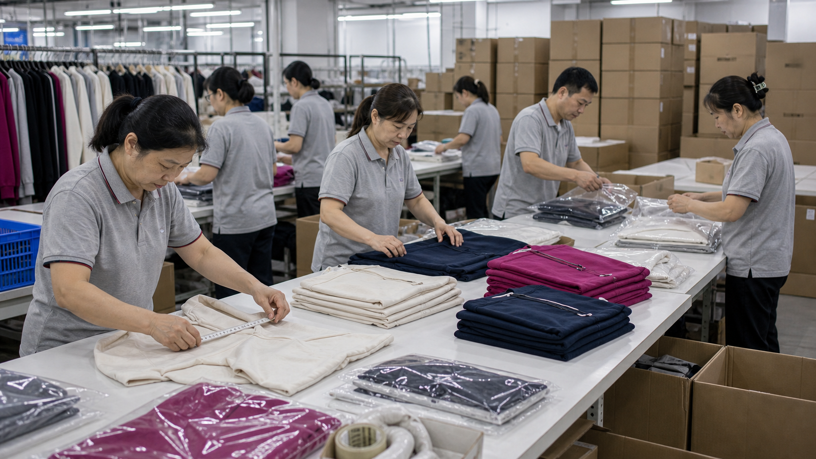 Quality control and packing for custom fashion apparel orders